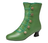 Generisch Bottes d'hiver pour femme avec mollet moyen avec fourrure, vert, 38 EU