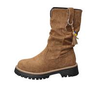 Generisch Bottes d'hiver pour femme avec semelle épaisse, dessus en poils, bottines courtes décontractées pour le quotidien, combinaison de jeans, café, 40 EU