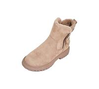 Generisch Bottes d'hiver pour femme - Bottes de neige doublées - Antidérapantes - Avec fermeture éclair latérale - Couleur unie - Imperméables - Chaudes et confortables, beige, 35 EU