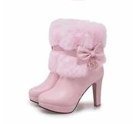 Generisch Bottes d'hiver pour femme - Bottines de Noël à talons hauts - Chaussures chaudes et courtes - Bottes d'hiver chaudes - Bottes de neige - Bottes de fête de mariage - Bottes thermiques