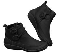 Generisch Bottes d'hiver pour femme - Bottines larges et plates - En cuir synthétique - Pour l'automne et l'hiver - Bottes à lacets souples - Courtes - Imperméables - Chaussures de randonnée