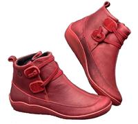 Generisch Bottes d'hiver pour femme - Bottines larges et plates - En cuir synthétique - Pour l'automne et l'hiver - Bottes à lacets souples - Courtes - Imperméables - Chaussures de randonnée