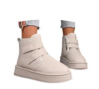 Generisch Bottes d'hiver pour femme - Doublées - Imperméables et chaudes - Antidérapantes - Pour diabétiques - Bottes de neige pour personnes âgées, beige, 40 EU