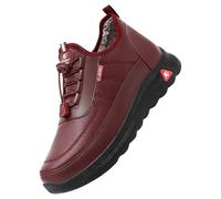Generisch Bottes d'hiver pour femme - En coton - Imperméables - Bottines d'hiver en cuir - Chaussures orthopédiques - Bottines courtes pour l'hiver - Bottes de transition - Bottes d'hiver, rouge, 41