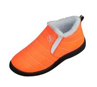 Generisch Bottes d'hiver pour femme - En polaire - Doublure chaude - Bottes de neige courtes - Grandes tailles - Basses - Antidérapantes - Confortables, Orange, 47 EU