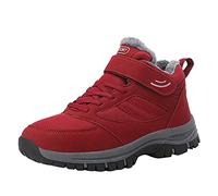 Generisch Bottes d'hiver pour femme - En velours - Bout plat - Pour le sport - Keep Plus Snow Hook & Loop - Bottes chaudes pour femme, rouge, 39 EU