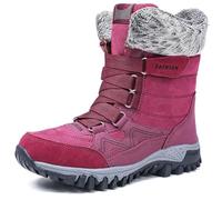 Generisch Bottes d'hiver pour femme - Épaississement - Laçage chaud - Couleur unie - Bottes de neige antidérapantes confortables - Pour garçons - 32, Rose, 38 EU