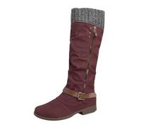 Generisch Bottes d'hiver pour femme - Imperméables - Talon long - Doublure chaude - Bottes de neige antidérapantes avec fermeture éclair latérale - Pour plus de confort par temps froid, rouge, 38 EU
