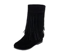 Generisch Bottes d'hiver pour femme - Taille 42 - Courtes - Antidérapantes - Rondes - Respirantes - À enfiler - Bottes larges au mollet, Noir , 44 EU
