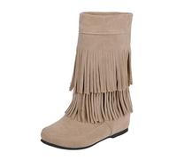 Generisch Bottes d'hiver pour femme - Taille 42 - Courtes - Antidérapantes - Rondes - Respirantes - À enfiler - Bottes larges au mollet, Blanc., 42 EU