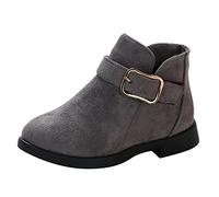 Generisch Bottes d'hiver pour fille - Couleur unie - Chaudes - Avec fermeture éclair latérale - Bottes western confortables et antidérapantes, gris, 28 EU
