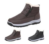 Generisch Bottes d'hiver pour homme - Doublées - Chaudes - Bottes d'hiver - Bottines d'hiver en cuir imperméables et isolées avec coussin d'air - Semelle extérieure plate antidérapante - Chaussures