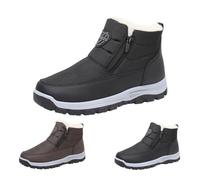 Generisch Bottes d'hiver pour homme - Doublées - Chaudes - Bottes d'hiver - Bottines d'hiver en cuir imperméables et isolées avec coussin d'air - Semelle extérieure plate antidérapante - Chaussures