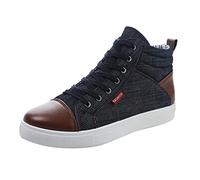 Generisch Bottes d'hiver pour homme - Mode décontractée - En toile - Denim - Haut haut - Chaussures de sport en toile, bleu, 39 EU