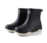 Generisch Bottes en caoutchouc imperméables mi-hautes courtes pour femme, antidérapantes, doublées, respirantes, tendance, avec manchon en nylon, Noir , 40 EU