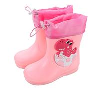 Generisch Bottes en caoutchouc pour enfants, avec semelle en caoutchouc et semelle structurée, pour écoliers du primaire, chaussures pour enfants, garçons et filles, Rose, 28 EU