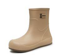 Generisch Bottes en caoutchouc pour femme, tendance, saison des pluies, mi-haute, unie, renforcées, imperméables, antidérapantes, parfaites et confortables, kaki, 38 EU