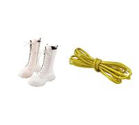 Generisch Bottes Filles Printemps Hiver Bottes au mollet simple Style britannique Bottes simples Fermeture éclair latérale Bottes en cuir Bottes filles Bottes 31, Blanc 1 or 1, 31*1+180*1