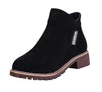 Generisch Bottes hautes pour femme Shark Boots Mode Femmes Bas Trim Bout Rond Cheville Bottes Casual Femme Chaussures Loisirs, Noir , 40 EU