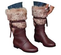 Generisch Bottes médiévales pour les spectacles LARP, chaussures de costume pour bottes de reconstitution historiques avec semelle synthétique souple, marron, 42 EU