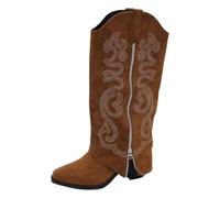 Generisch Bottes montantes au genou avec bout pointu et talon bloc - Tendance, polyvalentes pour femme au quotidien, idéales avec des robes en jean, des robes ou des pantalons larges