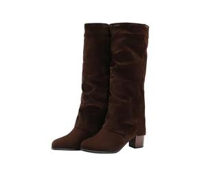 Generisch Bottes montantes pour femme avec genouillère rabattable, bottes overknees avec talon, bottes en cuir à talon carré, bottes longues, bottes de cavalier, bottes western, bottes pointues
