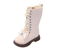 Generisch Bottes plates tendance pour fille avec semelle souple pour un confort exceptionnel et un accompagnement élégant au quotidien, Blanc., 27 EU