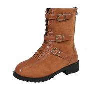 Generisch Bottes pour femme - Avec fermeture éclair - En daim - Boucle décontractée - Bottes d'équitation - Bottes western - Automne et hiver, jaune, 40 EU