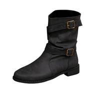 Generisch Bottes pour femme - Bottes western - Bottes de cowboy - Bottines élégantes en cuir - Bottines plates Louargat pour femme, Noir , 40 EU
