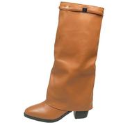 Generisch Bottes pour Femme Shark Boots - Bottes Cowboy Confortables avec Empiècement Pointu et Zone des Orteils Plateau à Talon Haut Longue Cheville Hiver Chaud Demi-Bottes en Cuir Mode Confort
