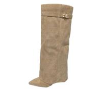 Generisch Bottes pour Femme Shark Boots - Bottes Cowboy Confortables avec Empiècement Pointu et Zone des Orteils Élargie, Talon Épais, Longues Bottes à Mi-Mollet, Bottes Hautes jusqu'au Genou, Bottes