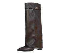 Generisch Bottes pour Femme Shark Boots - Bottes Cowboy Confortables avec Empiècement Pointu et Zone des Orteils en Plateau, Tige Haute, Chevilles Hautes, Hiver Chaud, Bottes Demi-Montantes en Cuir