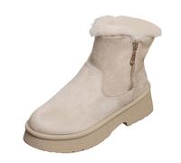 Generisch Bottes pour femme Shark Boots Bottes de neige d'hiver pour femme avec fermeture éclair latérale Semelle épaisse Chaussures d'extérieur décontractées pour temps froid, beige, 41 EU