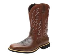 Generisch Bottes rétro en cuir pour homme - Bottes western pour homme - Bottes de cowboy hautes - Grandes tailles - Chaussures d'extérieur légères et médiévales - Chaussures de loisirs robustes