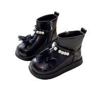 Generisch Bottes tendance pour fille avec une coupe latérale élégante et un nœud en mousseline délicat pour les jeunes filles à la mode, Noir , 30.5 EU