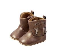 Generisch Bottes western Cowboy Bootie Semelle souple antidérapante Chaussures de crèche pour bébé, tout-petit, fille, garçon, nouveau-né, marron, 23 EU