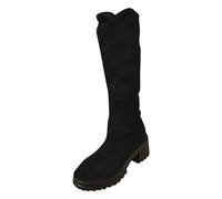 Generisch Bottes western élégantes classiques au-dessus du genou avec bout rond et talon bas pour femme - Bottes d'équitation élégantes pour l'hiver, Noir , 40 EU