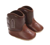 Generisch Bottes western en cuir - Bottes de cowboy - Semelle souple - Antidérapantes - Pour bébé - Pour nouveau-né - 20, café, 22 EU