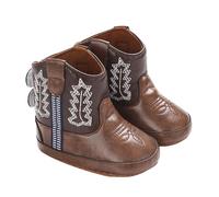 Generisch Bottes western en cuir - Bottes de cowboy - Semelle souple - Chaussures antidérapantes - Pour bébé - Pour nouveau-né - Noël - 80, café, 22 EU
