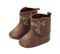 Generisch Bottes western en cuir - Chaussures de cowboy - Semelle souple - Antidérapantes - Pour bébé, tout-petit, fille, garçon, nouveau-né - Peau d'agneau, café, 23 EU