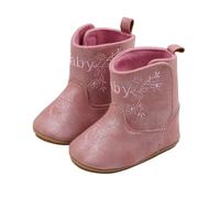 Generisch Bottes western en cuir - Chaussures de cowboy - Semelle souple - Antidérapantes - Pour bébé, tout-petit, fille, garçon, nouveau-né - Peau d'agneau, rouge, 20.5 EU