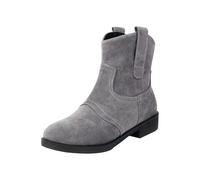 Generisch Bottes western modernes pour femme, bottes de cowboy aspect usé, bottes d'équitation à talon plat avec fermeture éclair latérale pour homme, taille L, gris, 35 EU