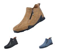 Generisch Bottes western pour homme, bottines d'hiver mi-hautes, bottes de neige à fermeture éclair, grandes tailles, faites à la main, décontractées, bottines d'hiver décontractées en cuir, marron