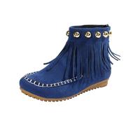 Generisch Bottines à franges pour femme - Avec fermeture éclair - Bottines d'hiver - Semelle plate - Bottes de loisirs - Confortables - En cuir - Bottes d'équitation élégantes - Bottes d'équitation en