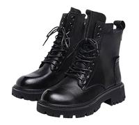 Generisch Bottines à lacets pour femme avec talon bloc avec fermeture éclair - Bottes d'été pour femme - Bottes courtes à talon épais - Bottes mi-mollets, Noir , 38 EU