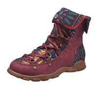 Generisch Bottines à lacets pour femme - Vintage - Bottines à lacets avec fleurs - Chaussures de travail - Chaussures de loisirs - Bottines basses plates - Bottes courtes - Bottes à enfiler - Bottes