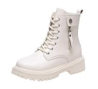 Generisch Bottines à plateforme avec semelle décontractée à lacets, chaussures de course courtes et confortables pour femme, confort quotidien, mode d'hiver robuste, beige, 39 EU
