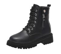 Generisch Bottines à plateforme avec semelle décontractée à lacets, chaussures de course courtes et confortables pour femme, confort quotidien, mode d'hiver robuste, Noir , 41 EU