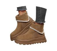 Generisch Bottines à plateforme jusqu'au mollet avec talon épais et bout rond, style hiver, confortables pour les loisirs, les occasions festives, bottes mi-mollet pour femme, kaki, 41 EU