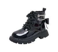Generisch Bottines à plateforme pour fille avec talon bloc - Semelle profilée - Élégantes - Noir - Chaussures plates antidérapantes, Noir , 30 EU